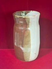 Studio Quality Thrown White Stoneware Clay Shino Vase Signed / Pottery/ Handmade