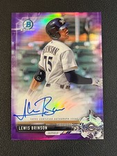 Lewis Brinson 2017 Bowman Chrome Prospect Auto Purple Refrctor /250 Brewers