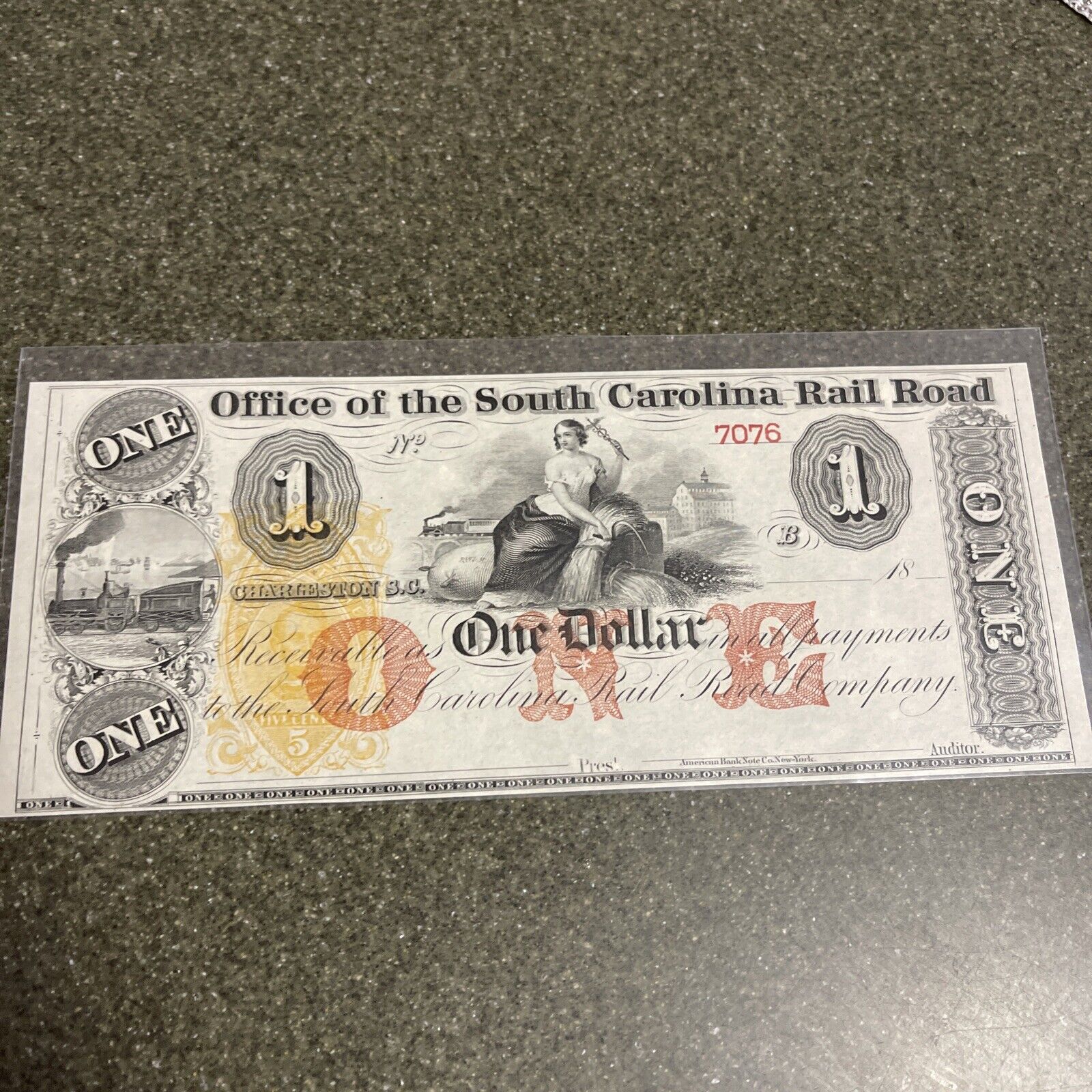 Gorgeous South Carolina Fort Worth Mall Railroad One Obsolete Dollar Note
