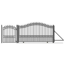 ALEKO London Style Steel Single Sliding Driveway Gate 12 ft with Pedestrian Gate