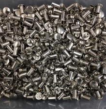 (100) 1/8 X 7/32 Semi Tubular Rivet Brass Nickel Oval Head .125 X .219 USA