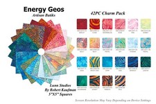 42PC ARTISAN BATIKS Energy Geos Charm Pack Robert Kaufman Lunn Studios 5" Square