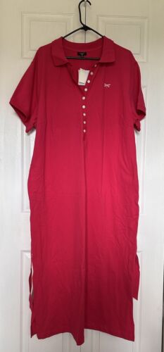 Talbots Women’s Plus Size Polo Shirt Maxi Dress Hot Pink Size 3X
