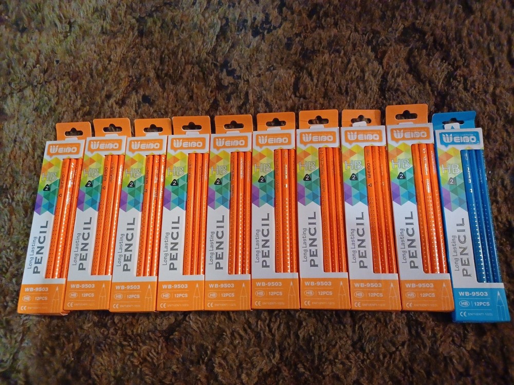 Weibo HB Wood Cased Graphite School Pencils 10 PACKS Pre-Sharpened