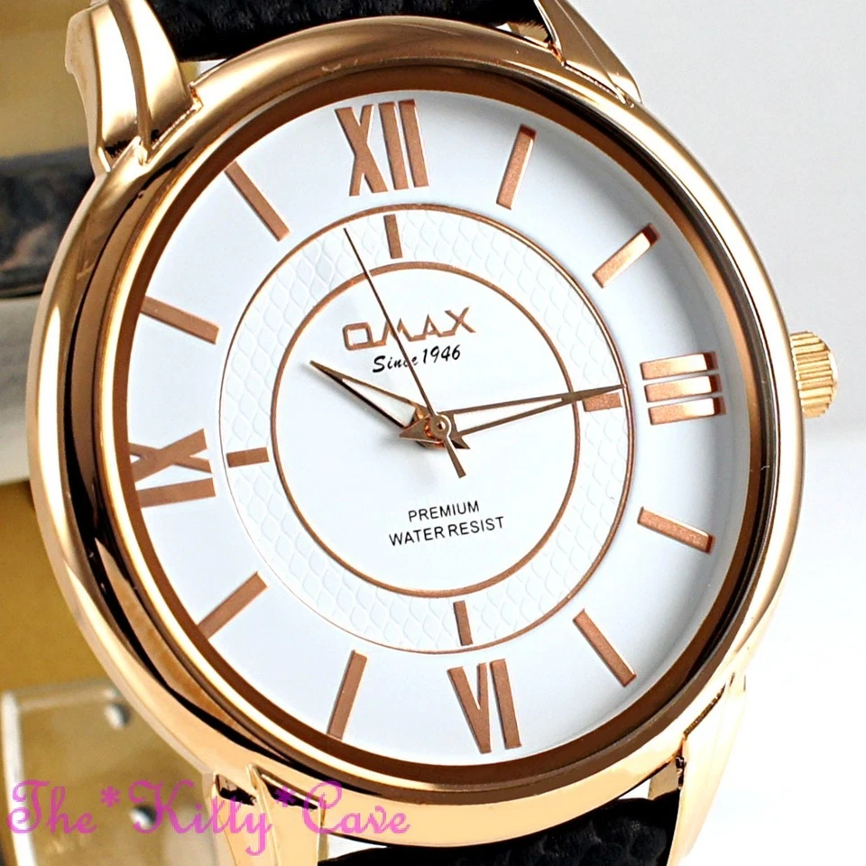 Reloj de Vestir Omax Clásico Delgado Oro Rosa Plt Seiko Y121 Movt Caballeros Blanco LA01R32I Foto 2 de 4