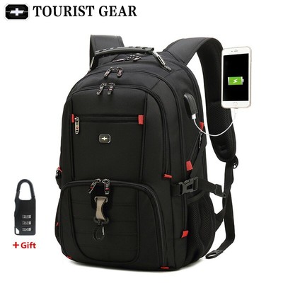 Men Anti Theft Backpack USB Charging 15.6 17 Inch Laptop Backpack Waterproof