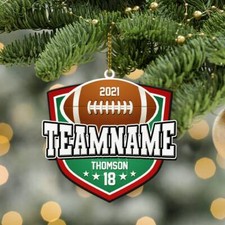Football Personalized Christmas Ornament , Keepsake Sports Player Team Holder Or