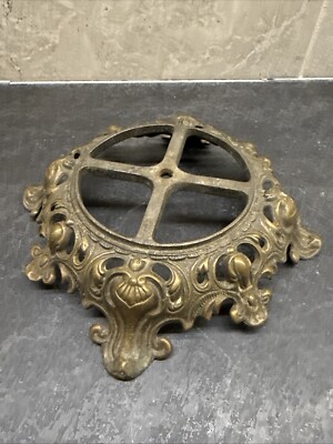 Vintage / Antique Solid Brass Ornate Lamp Base - Footed 