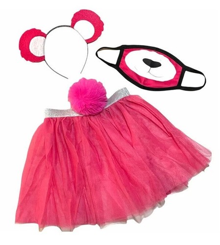 Colorful Bear Halloween Costume Ears Headband Tutu Tail Care Adult Kids - Picture 3 of 8