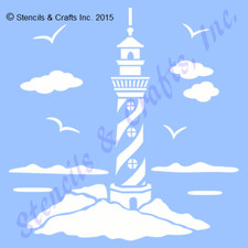 9 1/2" LIGHTHOUSE STENCIL BIRDS BEACH NAUTICAL COASTAL PAINT ART TEMPLATE CRAFT
