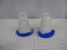 Pair of Hand Blown Glass Tulip Shades White/blue Mat