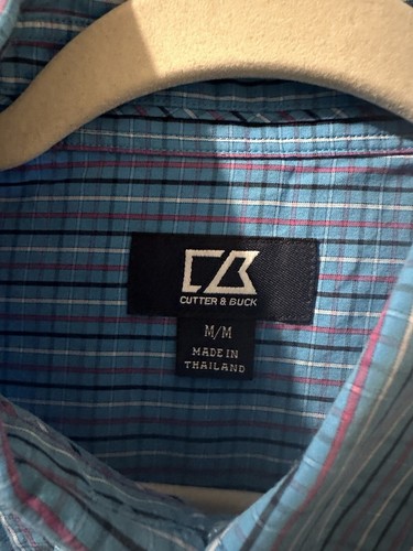 CUTTER & BUCK Blue( Multicolor)Button Shirt - Men's Medium Long Sleeve Striped - Picture 5 of 6