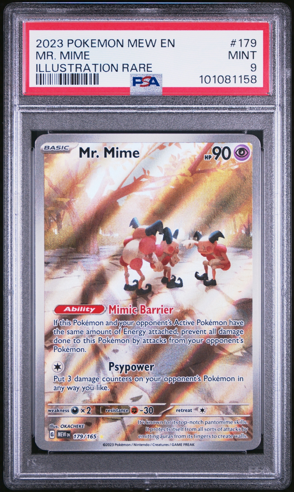 2023 POKEMON MEW EN-151 ILLUSTRATION RARE #179 MR. MIME PSA 9