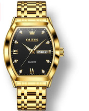 Business Men Wristwatches, Stainless Steel Strap Tonneau-shaped Waterproof Men's