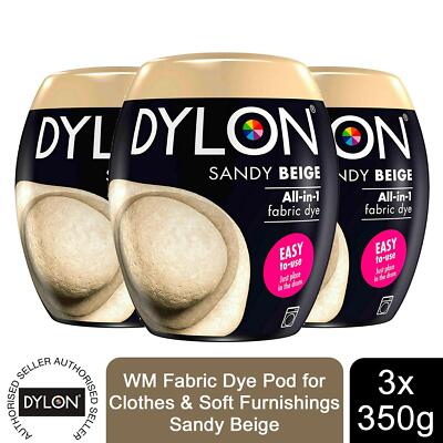 Dylon Waschmaschine Stoff Farbstoff Pod, sandig beige, 3 Packungen mit 350 g