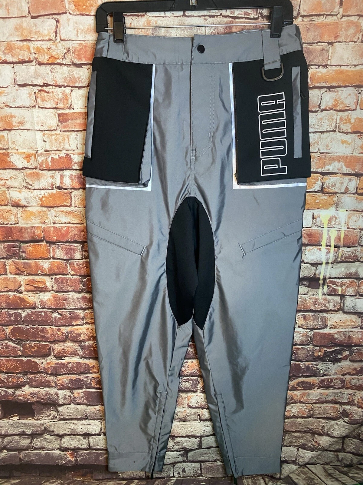 Puma Conqr Cargo Pants Silver Reflective, Water Resistant Men’s Sz Small