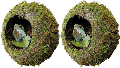 2Pcs 6'' Reptile Moss Cave Hide for Humidity,Mossy Hideout for Turtle Crested Gec
