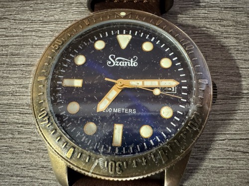 Szanto 5200 Series Watch Black Dial with Brown Band Water Resistant New NOS - Picture 13 of 13