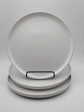 🔥 3 Crate & Barrel WREN WHITE MATTE 8.5" Salad Plates Glazed Stoneware EUC