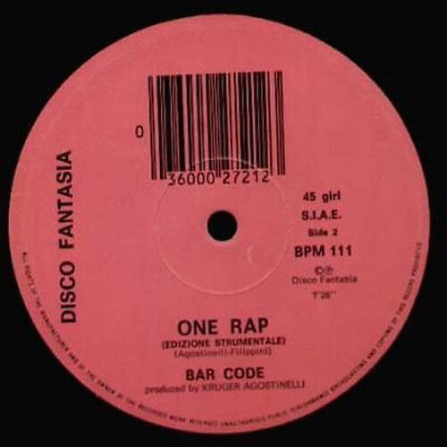 BAR CODE - One Rap (Mixed By Enrico Filippini) - 1983 Record Fantasia - Bpm 111 - Picture 1 of 2