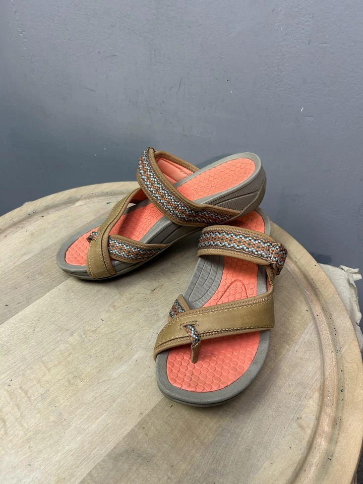 Baretraps Denni Sandals Womens Size 7M Tan Orange Comfort Wedge Slip On Shoes - Image 2 of 4