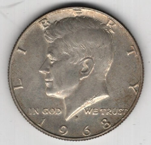1968 D KENNEDY HALF DOLLAR SILVER .400 UNITED STATES OF AMERICA FIFTY CENTS .50¢