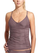 NWT Athleta Smocked Tankini Top SIZE 34D/DD Dapple Taupe Swim suit 153155