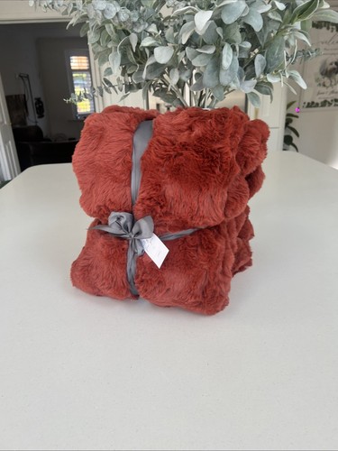 Cozee Home Struktur Kunstfell Überwurf Burnt Orange/Rost Neu Luxe UVP 63£ - Bild 12 von 14