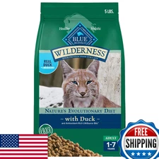Blue Buffalo Wilderness Duck Grain-Free Dry Cat Food, High-Protein, 5-lb Bag