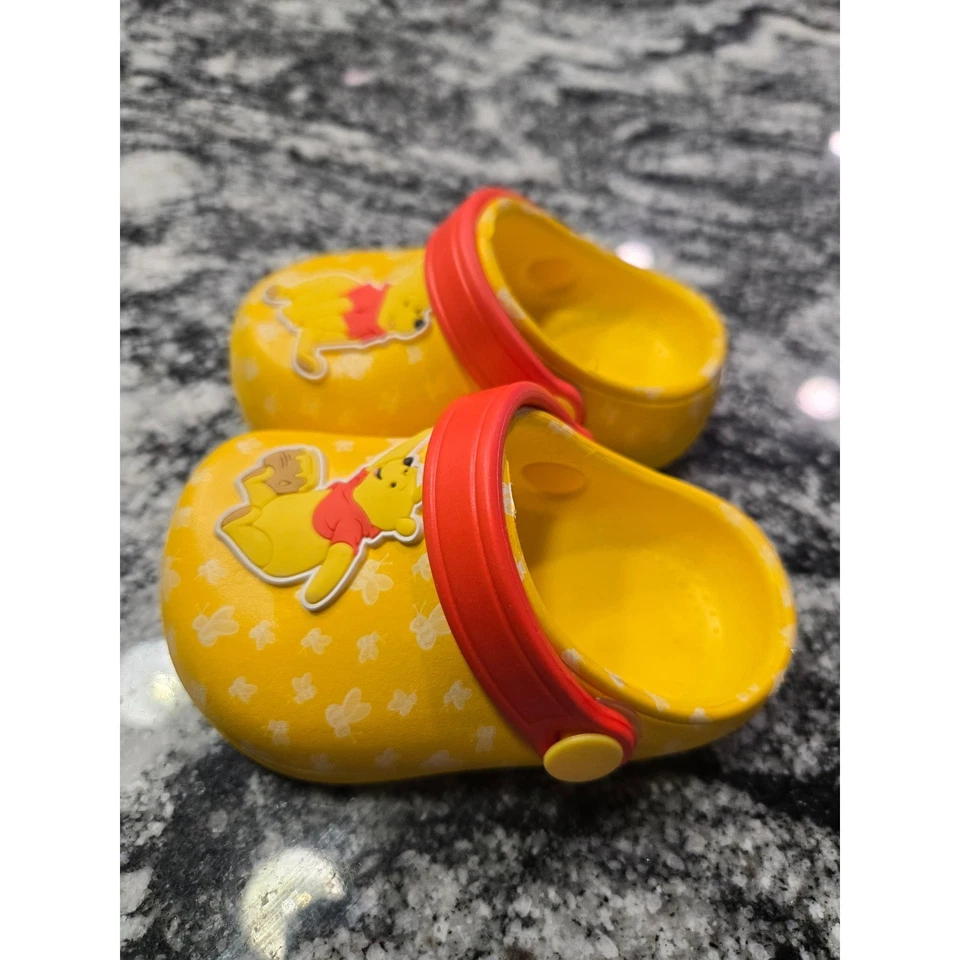 Disney Winnie the Pooh Yellow Clogs Sandals Toddler Size 3 Red Strap Slip-On - Image 4 of 4