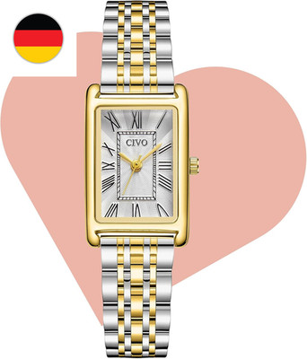 CIVO Vintage Armbanduhr Damen Kleine: Gold Silber Rechteckiges Gehäuse Römisches