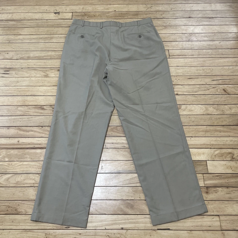 Pantalones retro vintage años 90 Linea Naturale plisados hombre 38x32 caqui con puños Foto 2 de 4