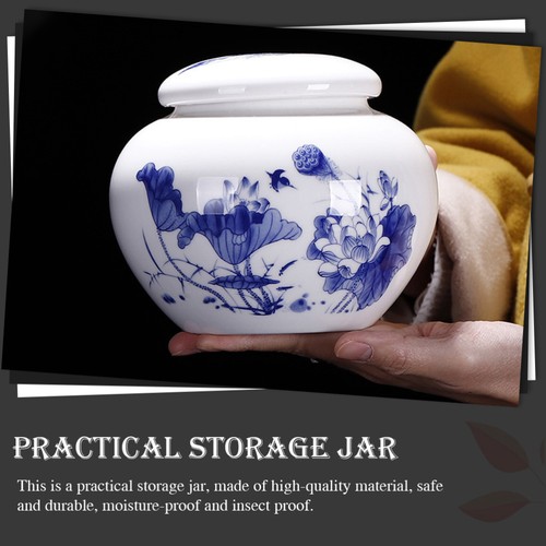 Tarro sellado de porcelana azul y blanco bote de té chino soporte para medicamentos - Imagen 4 de 12