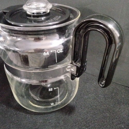 Vtg GEMCO Glass Perk Stove Top Coffee Pot 4-8 Cup USA Black - Picture 4 of 8