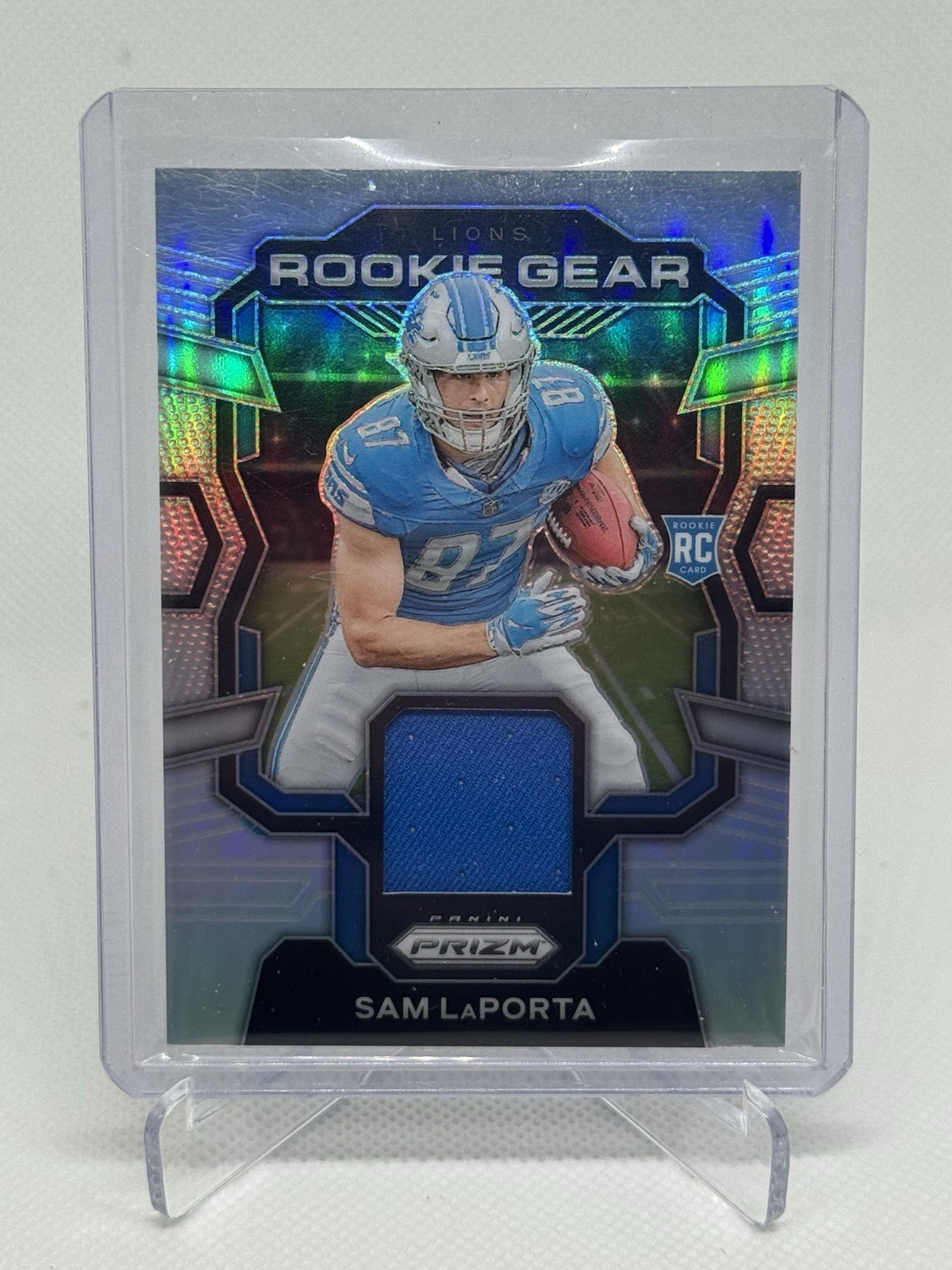 2023 Panini Prizm Sam LaPorta Silver Prizm Rookie Gear Patch RC #RG-SL Lions