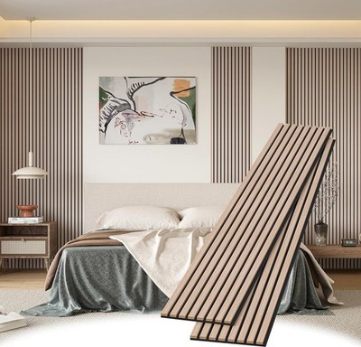 Wood Slat Wall Panels, 2 Pack 8 x 1 ft Decorative Wood Panels for Wall,Stylish