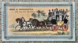 Antique 1882 Main & Winchester Saddle and Harness San Francisco Trade Card
