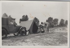 Foto, auto davanti alla tenda nel 1936, viaggio estivo Mar Baltico D/114