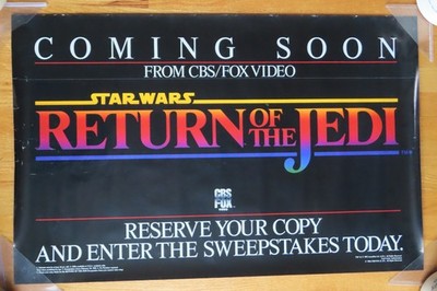1986 STAR WARS Coming Soon RETURN OF THE JEDI Promo VIDEO Poster Harrison Ford