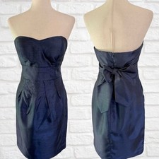 Jenny Yoo Bridesmaid Dress Strapless Sweetheart Neckline Navy Blue Size 6 Bow