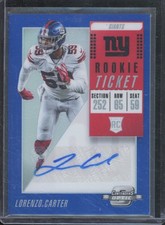 2018 Contenders Optic LORENZO CARTER #158 RC Rookie Ticket Blue Auto /25 Giants