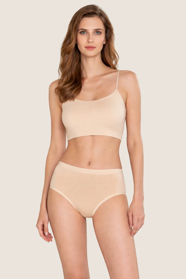 Damen Taillenslip in schwarz weiß & teint 95% Bambus - Bild 1 von 4