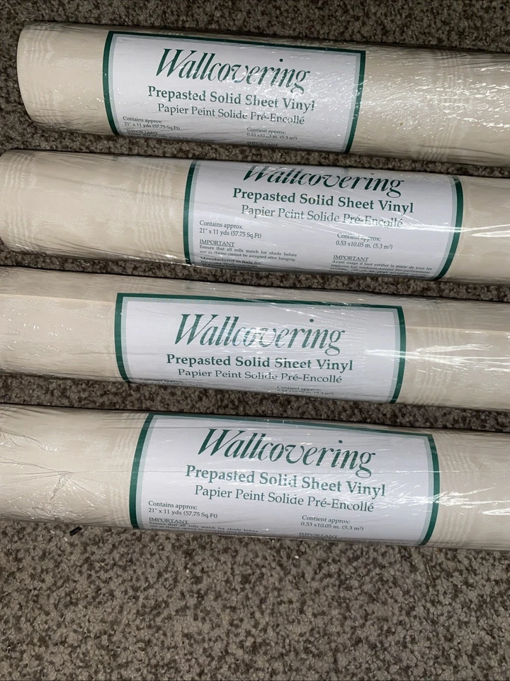 Papel tapiz Brewster bronceado o beige prepasado hoja maciza vinilo cubierta de pared 21”x11 yardas Foto 2 de 4