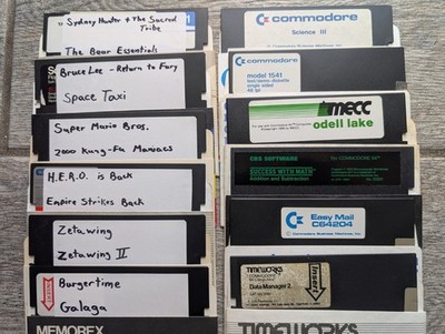 Lot of 12 Various Commodore 64 Games & Productivity - 5.25'' Floppies, Tested!