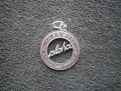 Aloha Hawaii Vintage Cut Out 925 Sterling Silver Bracelet Charm Pendant