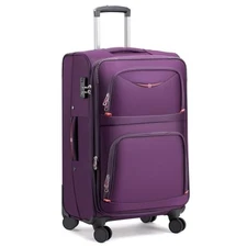 Softside Expandable Luggage with 4 Spinner Wheels, Durable 25-Inch Purple