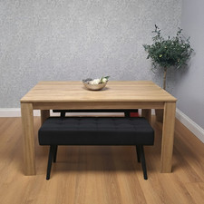 Dining Table and 2 Benches Oak Effect Table With 2 Benches Dining Room Furniture