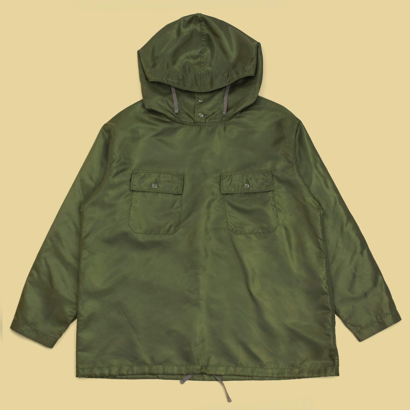 Engineered Garments Olive Polyester Satin Cagoule… - image 1