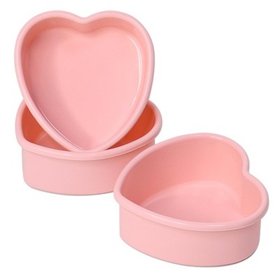 Mini Silicone Heart Shape Cake Pan Mini Cheesecake Pudding Mold 3 Pack 4 Inch