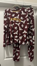 Harry Potter Velour Pajama Set Burgundy Women's Medium Hogwarts Hedwig Owl 2X